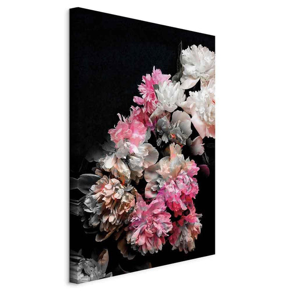 Quadro - Peony Charm (1-part) - Colorful Bouquet on Black Background