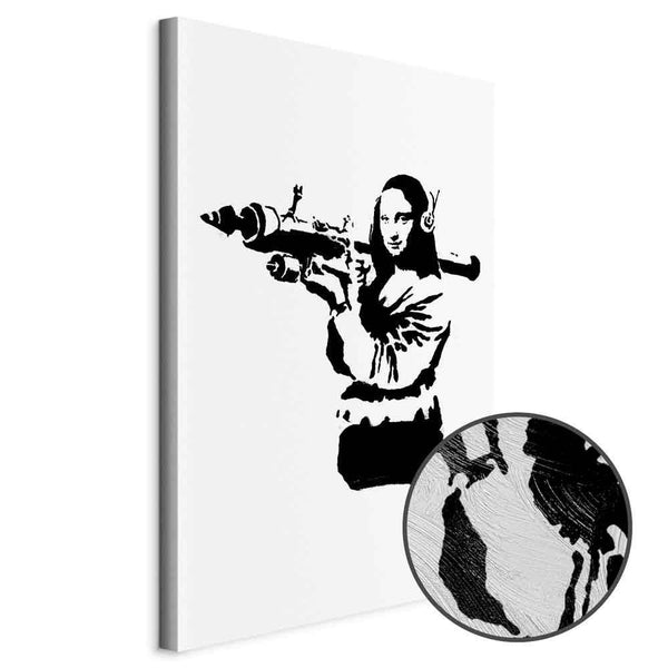 Quadro - Banksy Mona Lisa with Rocket Launcher (1 Part) Vertical