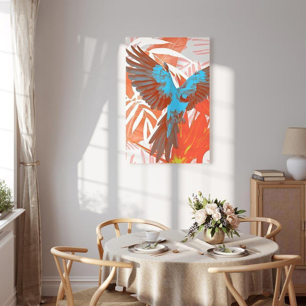 Quadro - Exotic Wings - Parrot Among Abstract Leaf Patterns
