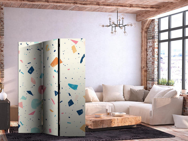 Paravento - Terrazzo with Multicolored - Large Elements - Cheerful Pattern on a Light Background