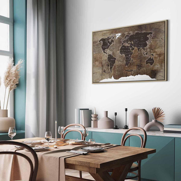 Quadro - World Map: Wooden Mosaic
