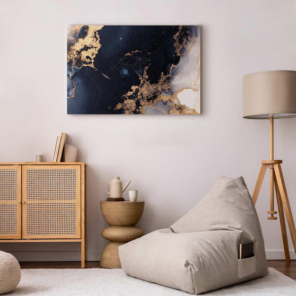 Quadro - Marble and navy blue – abstract textured pattern inspired by the starry sky