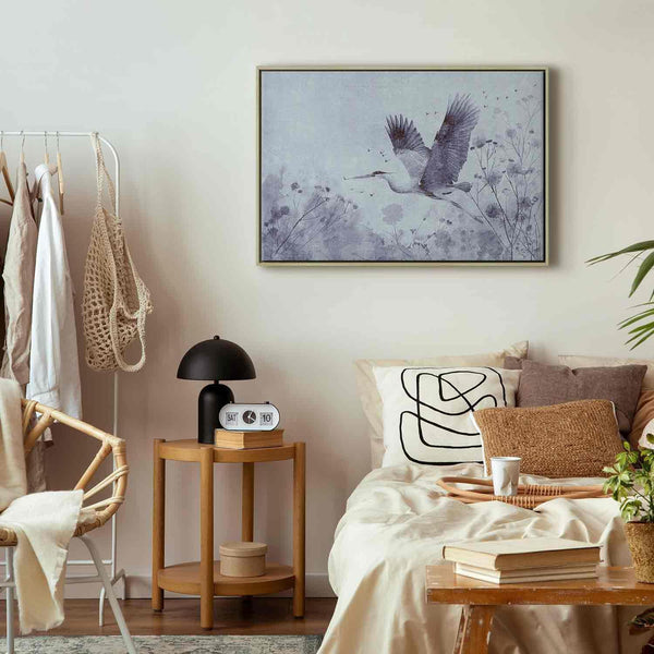 Quadro - Majestic flight - a crane in flight in monochrome