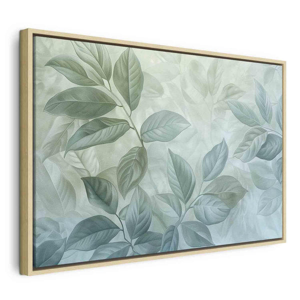 Quadro - Large Leaves in Shades of Green-Mint: Botanical Motif
