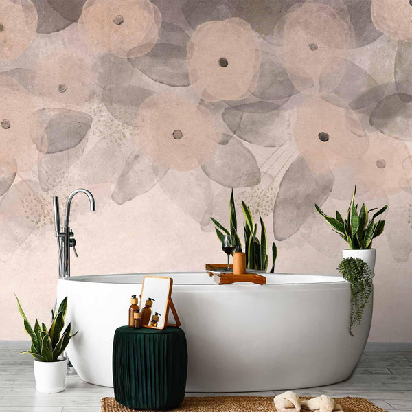 Carta da parati - Minimalist meadow - patterns on a delicate beige textured background
