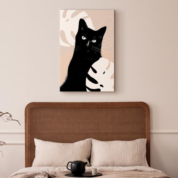 Quadro - Cat in Monsteras (1 Part) Vertical