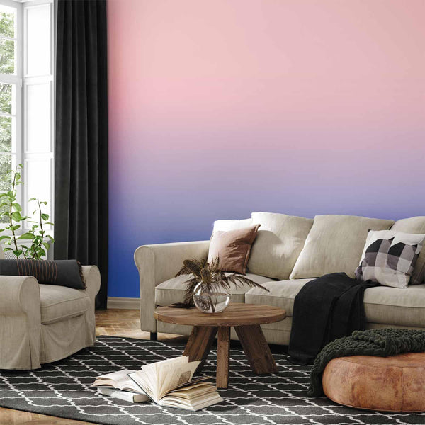 Carta da parati - Pink Dawn - Gradient Background from Pink to Cool Blue