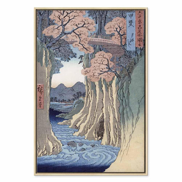 Quadro - Utagawa Hiroshige – The monkey bridge in the Kai province