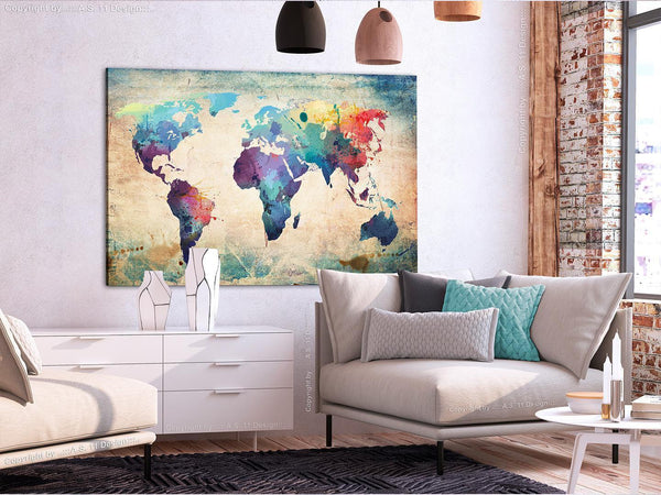 Quadro di sughero - Colorful World Map
