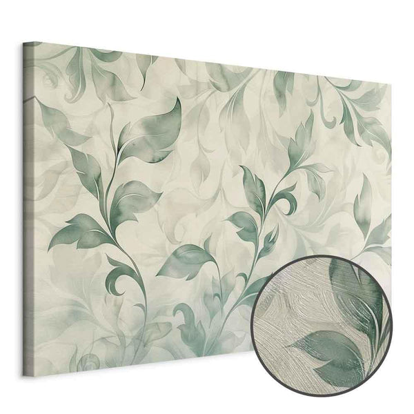 Quadro - Watercolor Botanical Motif Delicate Green-Beige Leaves