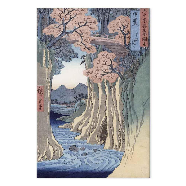 Quadro - Utagawa Hiroshige – The monkey bridge in the Kai province
