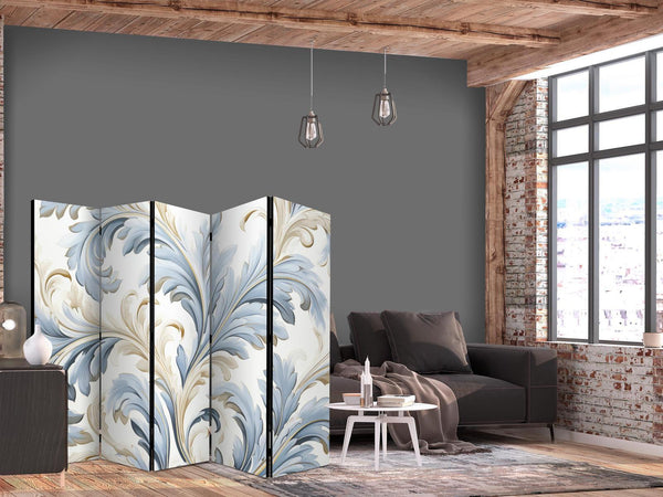 Paravento - Baroque Ornaments in Light Creamy Blue Colors