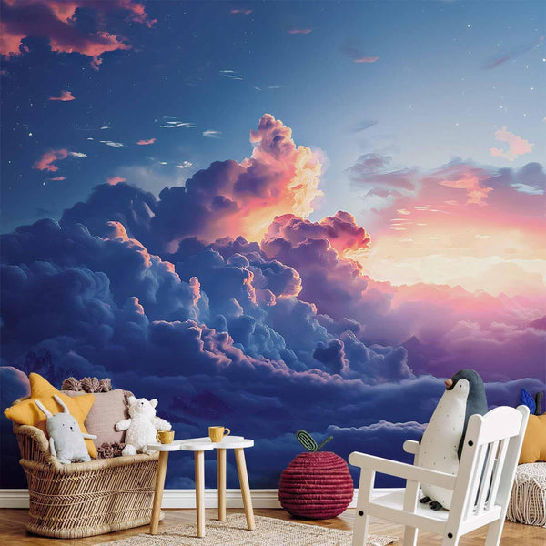 Carta da parati - Night Concert in the Mountains: Clouds Illuminated by the Last Rays of the Sun