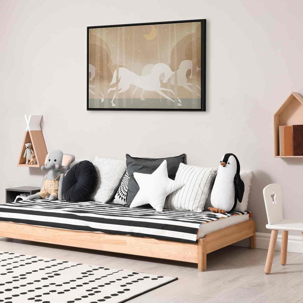 Quadro - Moon Horses - Horses Galloping Among Trees on a Starry Night