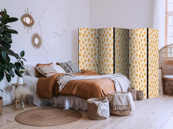 Paravento - Drawn Pattern in Spots and Dots - in Shades of Orange and Ecru