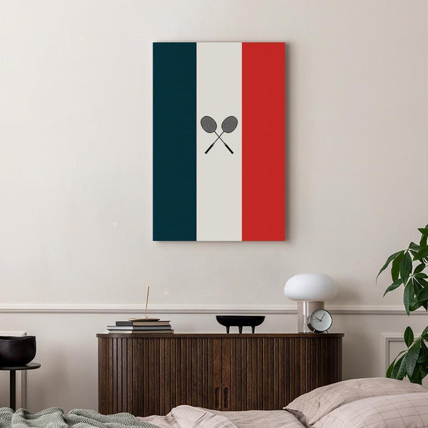 Quadro - Black Badminton Rackets Against the Backdrop of the French Flag
