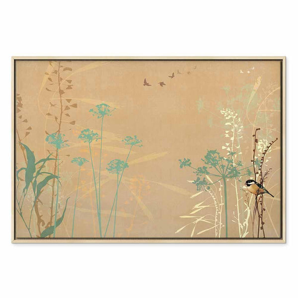 Quadro - Tiny Bird - Colorful Grasses in Golden Shades of Sunset