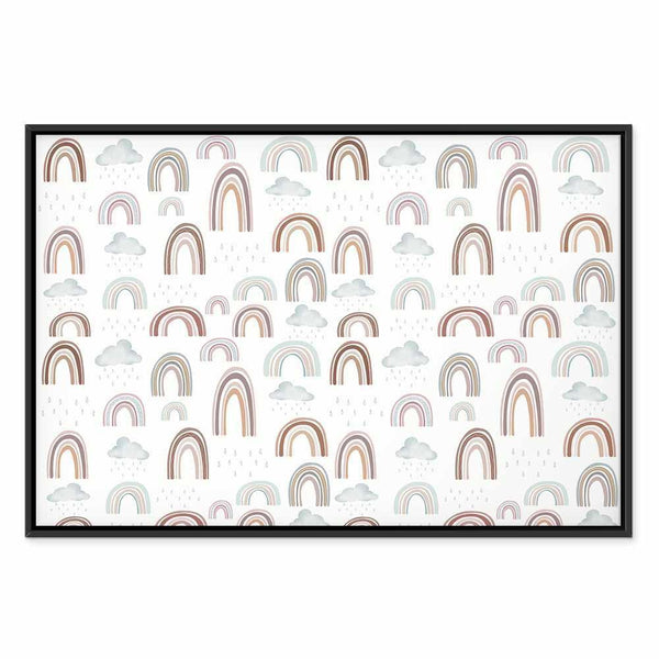 Quadro - Rainbows After the Storm - Rainbows of Various Sizes in Pastel Hues Among Rain Clouds in a Gray-Blue Shade