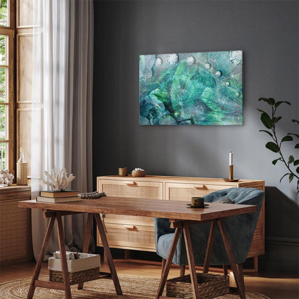 Quadro - Turquoise Leaves (1 Part) Wide