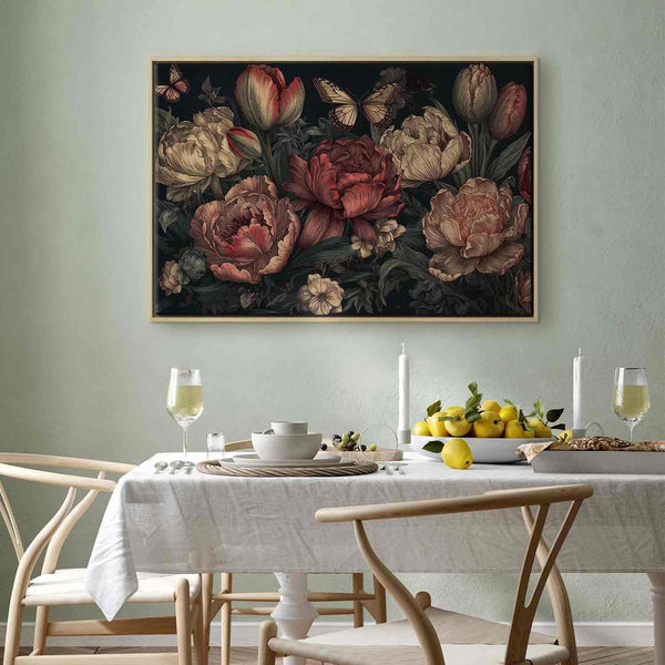 Quadro - Flowers on a turquoise background