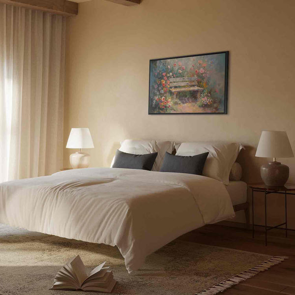 Quadro - Flowery bench - impressionist painting full of flowers