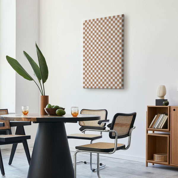 Quadro - Checkerboard Pattern - Brown-White Grid with a Subtle Noise