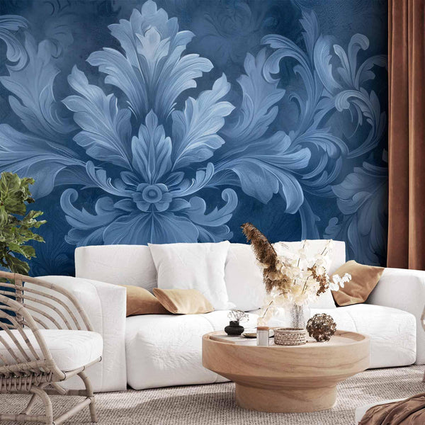 Carta da parati - Ornament in Blue and Cool Colors Dark Blue Decoration