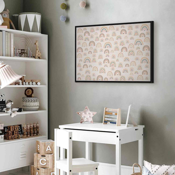 Quadro - Spring - Pastel Rainbows with Hearts on a Rainy Day