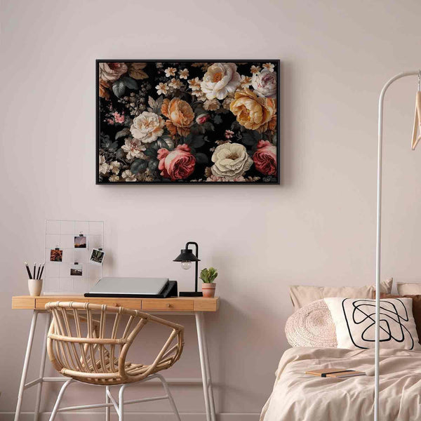 Quadro - Colourful flowers on a black background