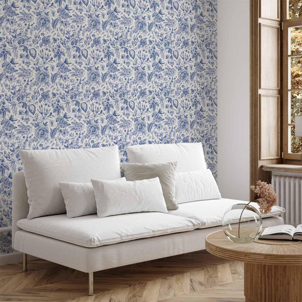 Tappezzeria murale - Illustration with blue flowers