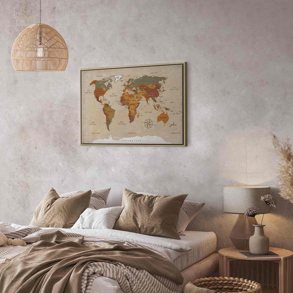 Quadro - World Map: Beige Chic
