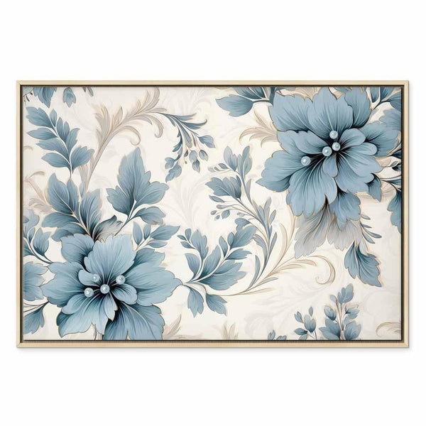 Quadro - Turquoise Flowers in Retro Ambience Floristic Ornaments