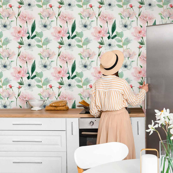 Tappezzeria murale - Peonies on white background