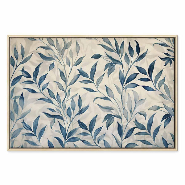 Quadro - Leaves in Blue Color Delicate Botanical Motif
