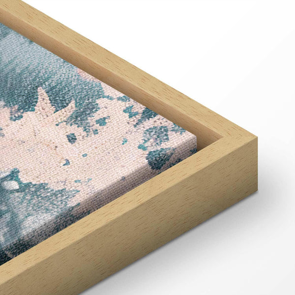 Quadro - Mountainous Coast with Trees and Rocks in Light Pastel Blues