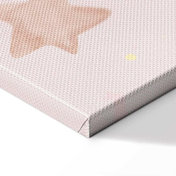 Quadro - Joyful Sky - Yellow Cheerful Stars with a Rainbow Against the Phases of the Moon in a Light Beige Sky Hue