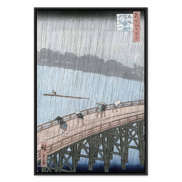 Quadro - Utagawa Hiroshige – Sudden Shower over Shin-Ohashi Bridge and Atake