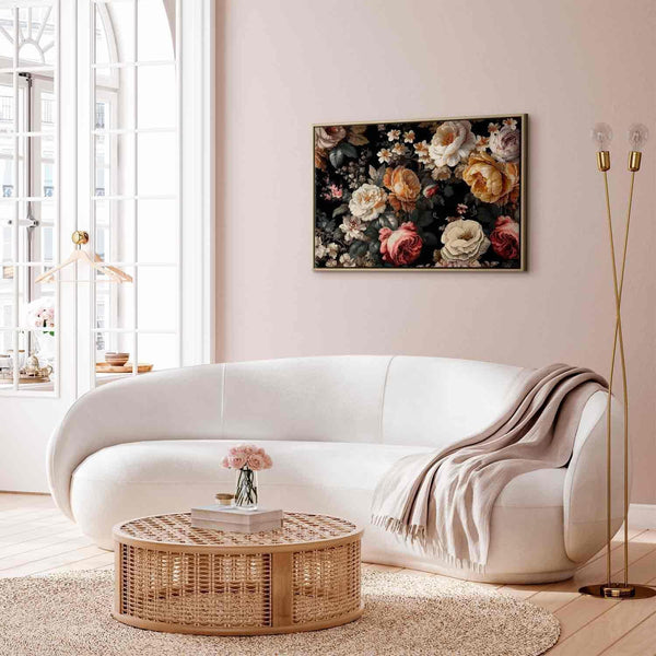 Quadro - Colourful flowers on a black background