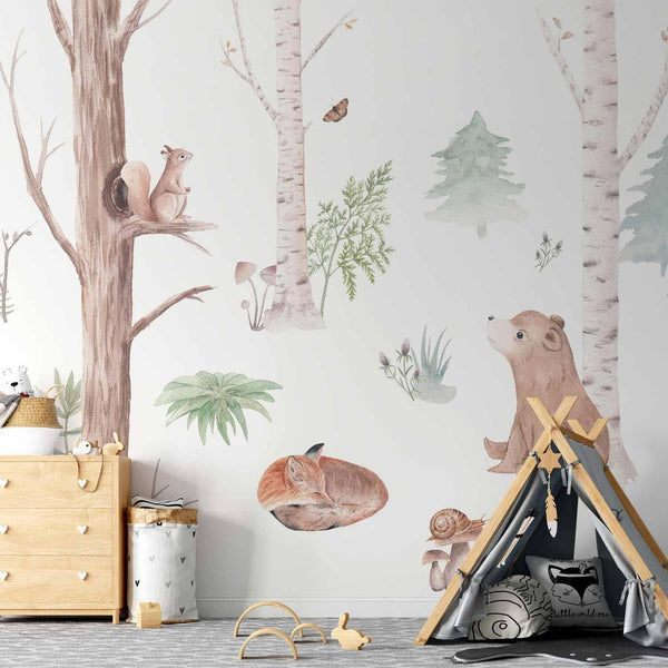 Carta da parati - Subtle Illustration With Forest Animals