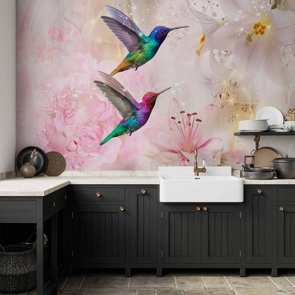 Carta da parati - Colourful Hummingbirds (Pink)