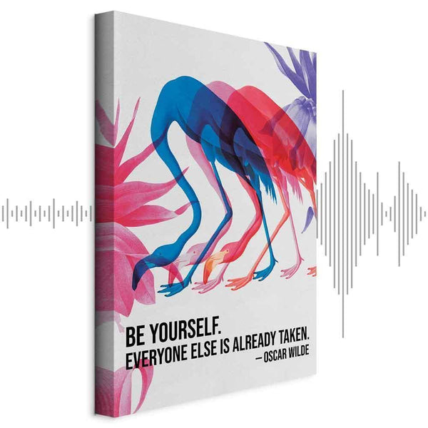Quadro - Colorful Flamingos - Inspirational Quote with Colorful Bird Silhouettes