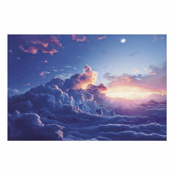 Poster - Night Concert in the Mountains: Clouds Illuminated by the Last Rays of the Sun