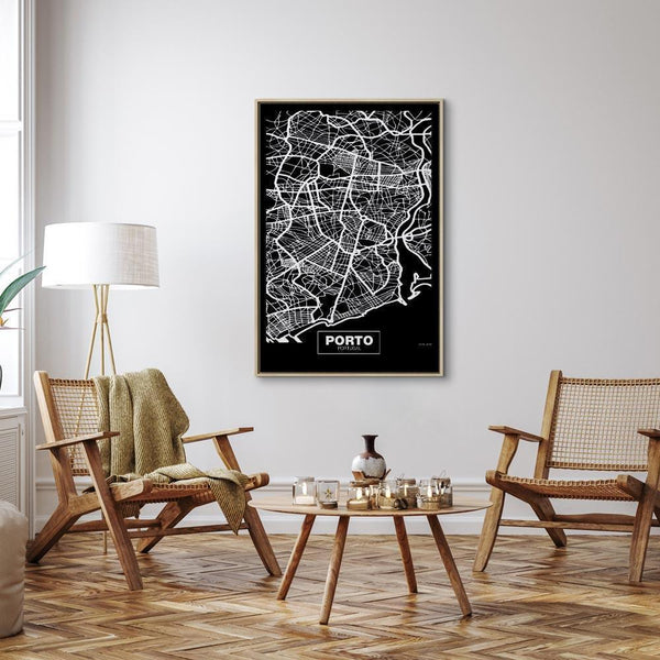 Quadro - Negative Map: Porto (1 Part) Vertical