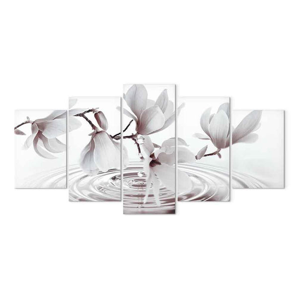 Quadro - Magnolias over Water (5 Parts) Wide Grey