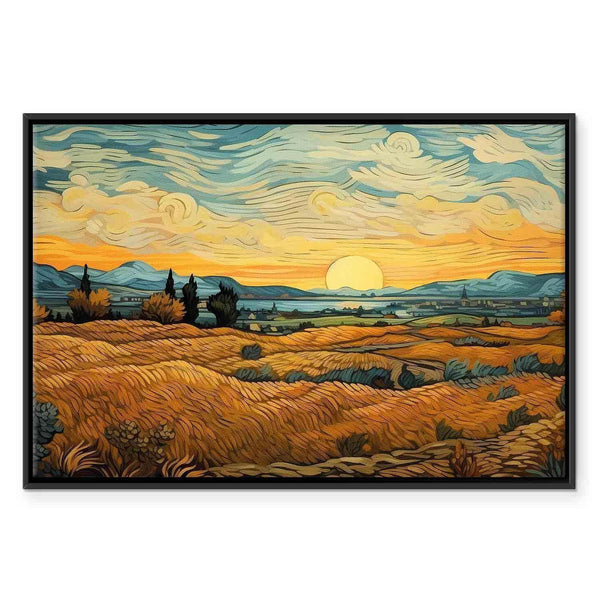 Quadro - Impressionistic fields - painted golden landscape with fields of grain