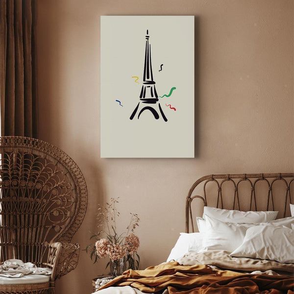 Quadro - Black Graphic Drawing of the Eiffel Tower on a Cream Background