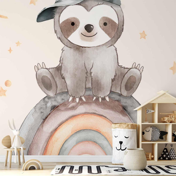 Carta da parati - Little Sloth Among Stars and Rainbows