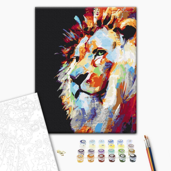 Quadro fai da te - Portrait of a Colourful Lion