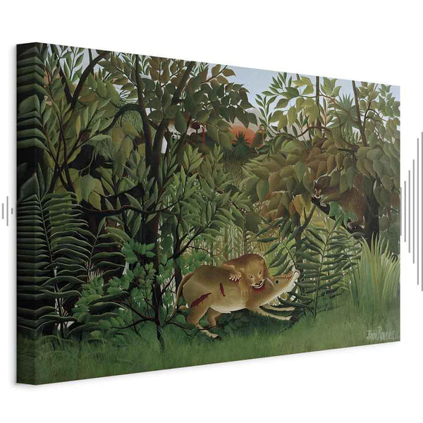 Quadro - Henri Rousseau – Le Lion ayant faim se jette sur l'Antilope