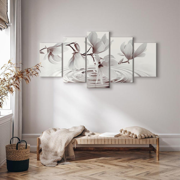 Quadro - Magnolias over Water (5 Parts) Wide Grey